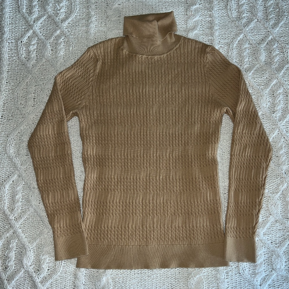 Vintage Minimalist Tan Camel Turtleneck